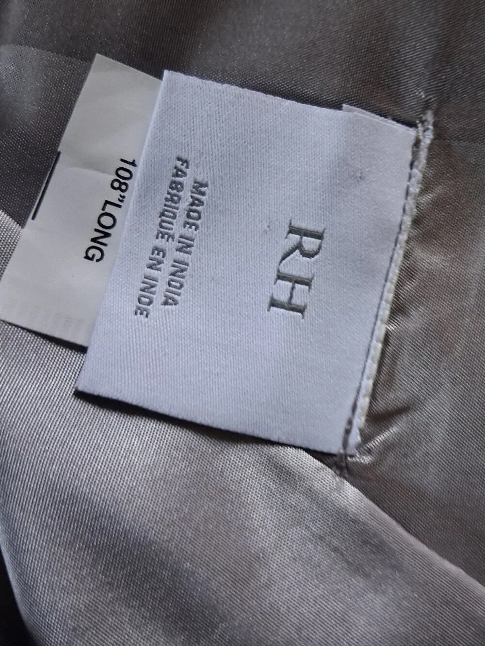 Restoration Hardware 100W x 90L Grey/Silver Stripes Lined 100% Silk Drapes.